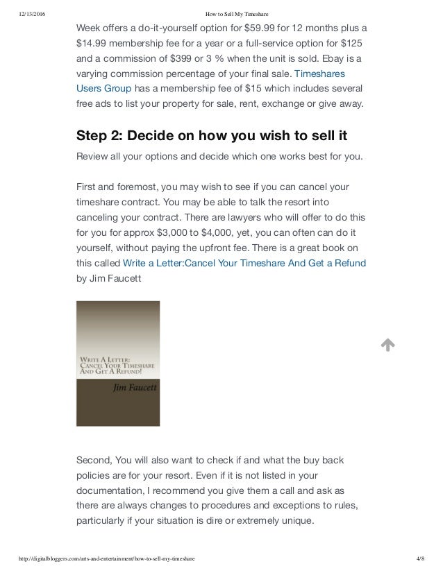 How to sell my timeshare