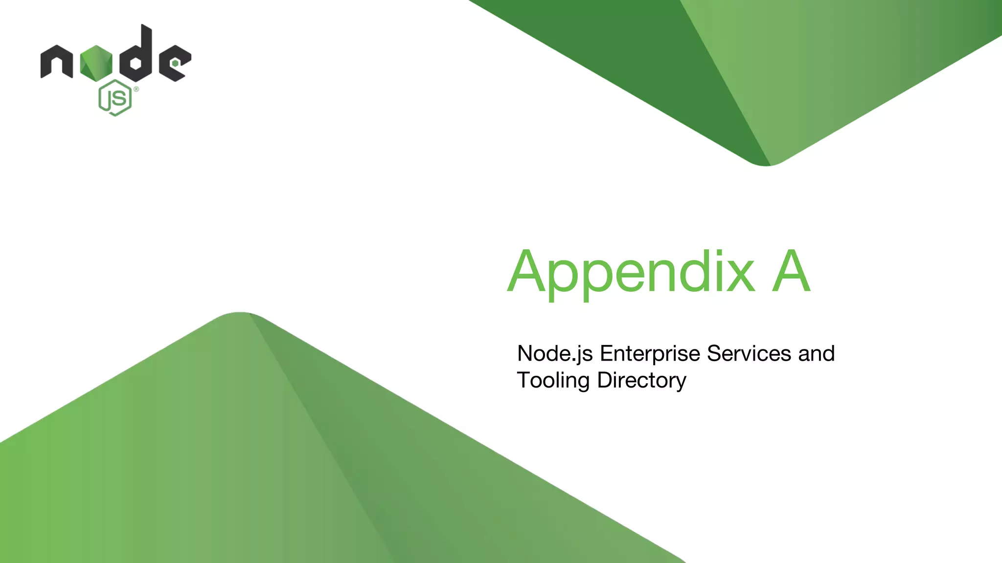 Appendix A
Node.js Enterprise Services and
Tooling Directory
 