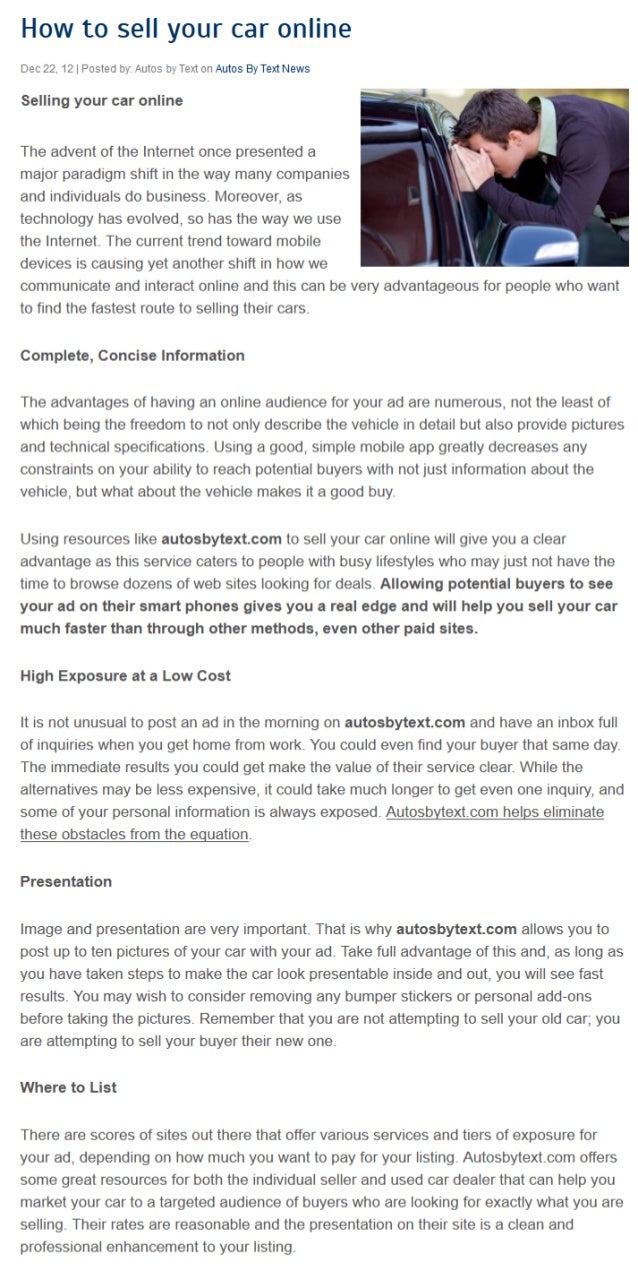 How to sell your car online