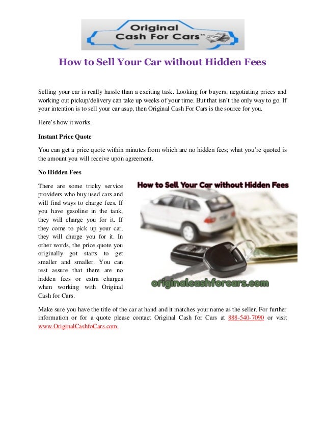 how do you sell cars