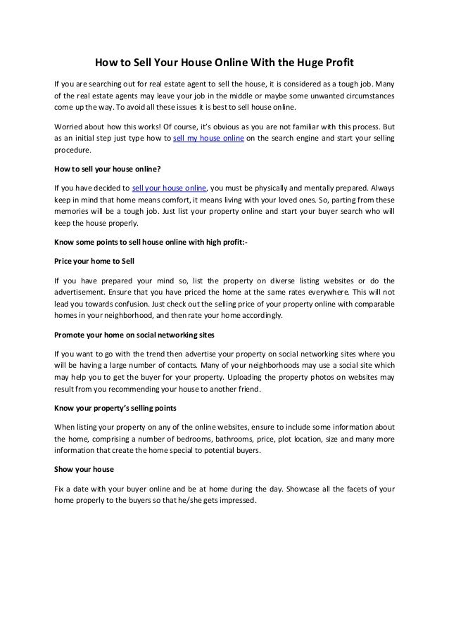 how to sell your home online