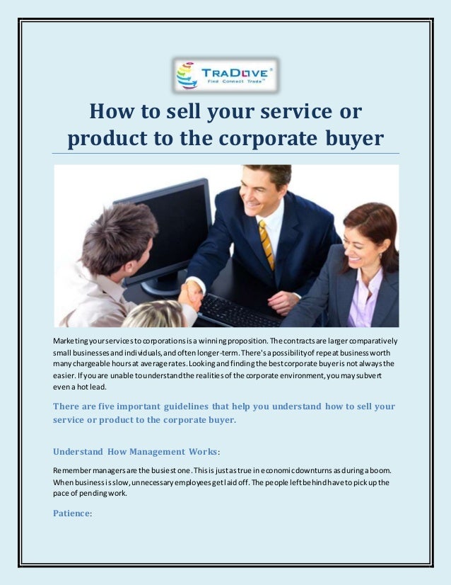 How to sell your service or product to the corporate buyer