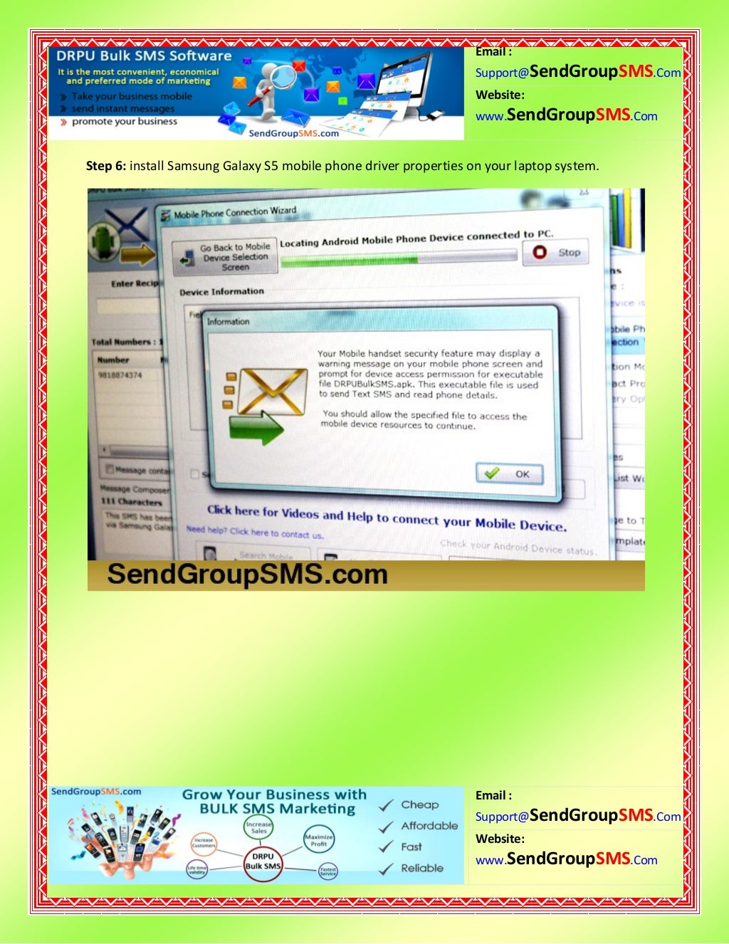 How To Send Bulk Sms Using Samsung Galaxy S5 Android Mobile