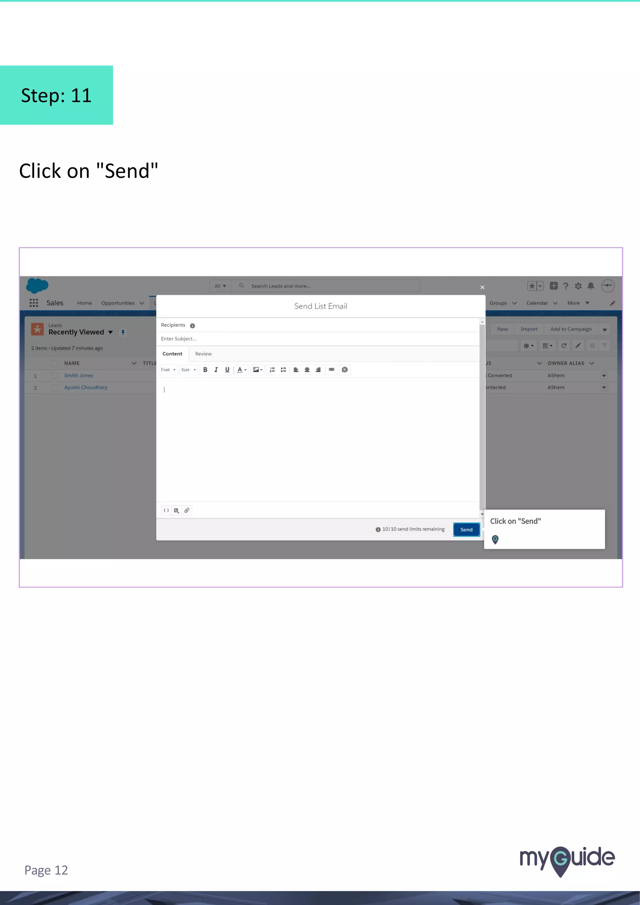 Step: 11
Click on "Send"
Page 12