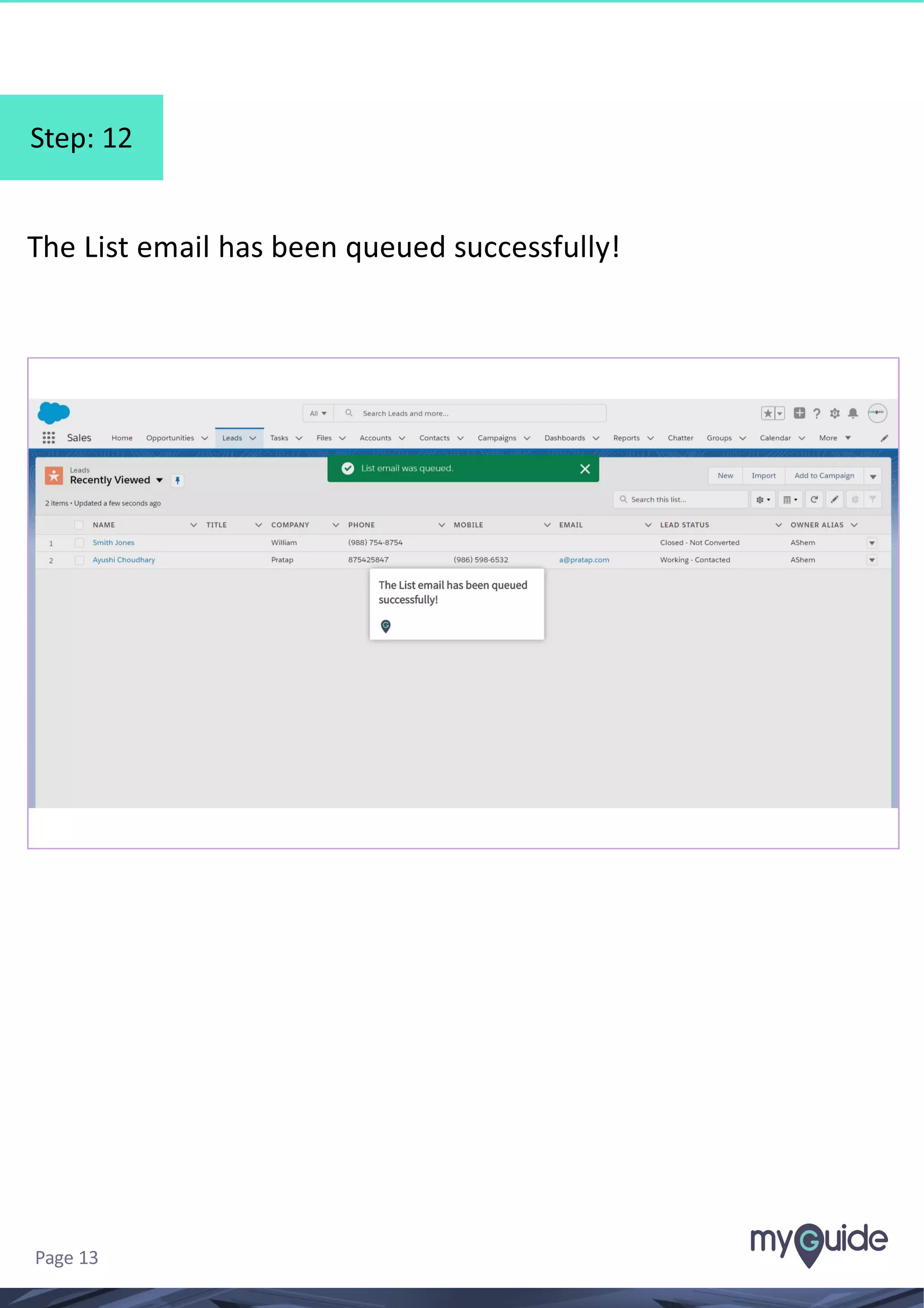 Step: 12
The List email has been queued successfully!
Page 13
