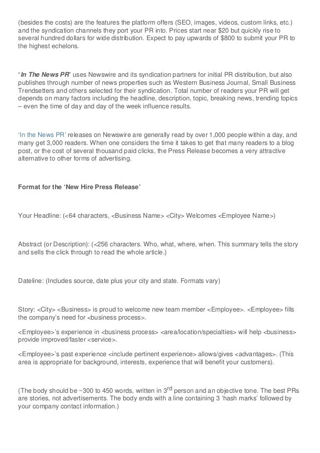 How To Send Out A Press Release The New Hire Press Release