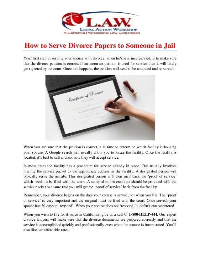 how to serve divorce papers to someone in jail