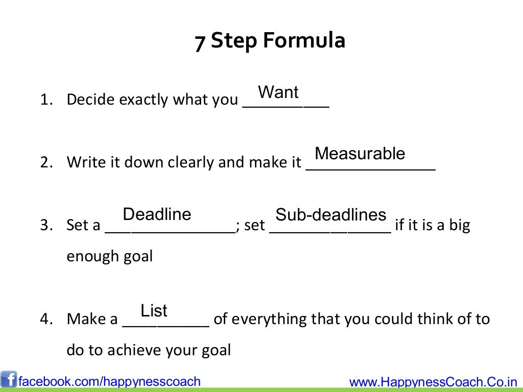 How to set Goals7 Step Formula