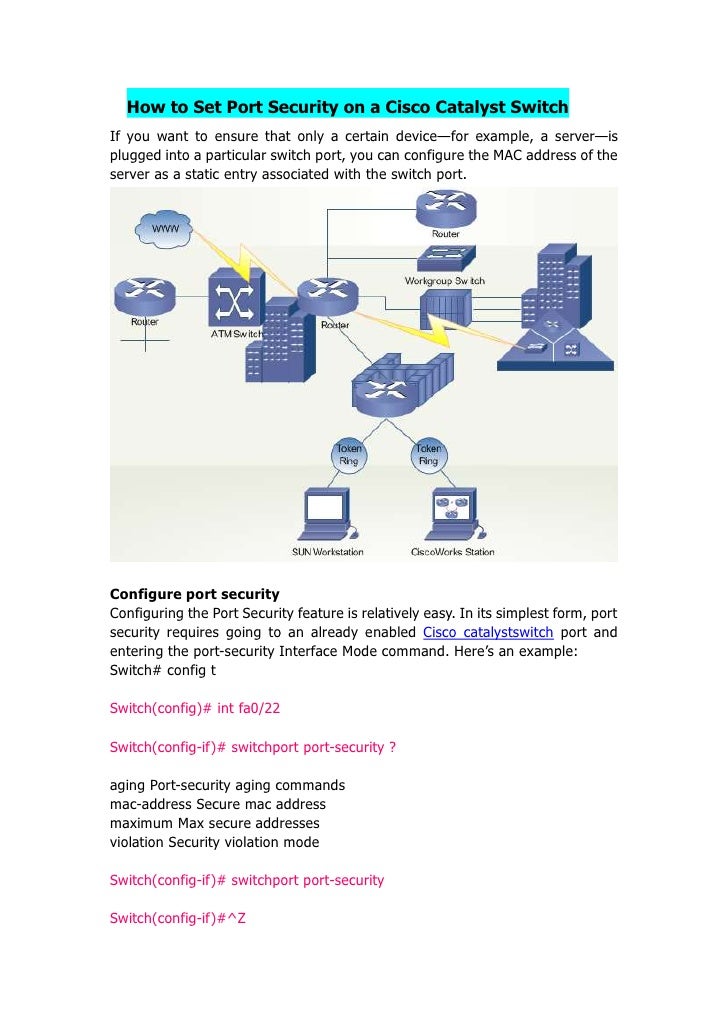 How to set port security on a cisco catalyst switch