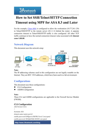 How to set ssh telnet-http connection timeout using mpf for asa 8.3 and ...