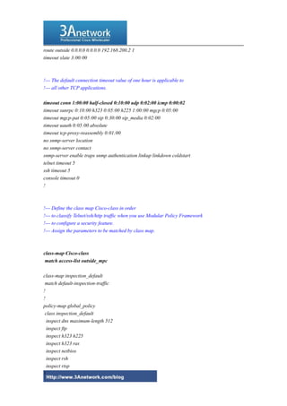 How to set ssh telnet-http connection timeout using mpf for asa 8.3 and ...