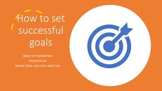 How to set
successful
goals
WAKE-UP FOUNDATION
PRESENTED BY
MYKIM TRAN, EXECUTIVE DIRECTOR
 
