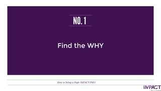 NO. 1
How to Setup a High-IMPACT PMO
Find the WHY
 