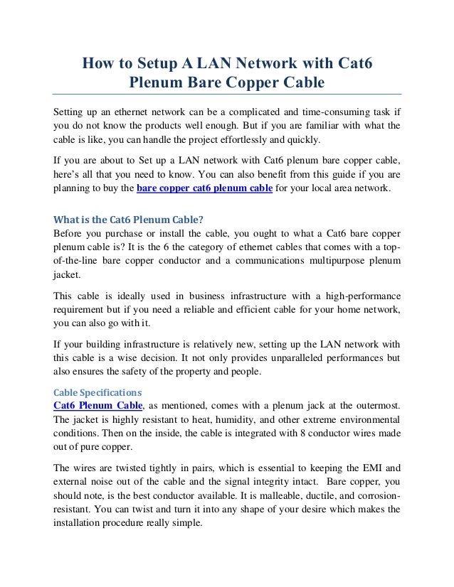 How to Setup A LAN Network with Cat6 Plenum Bare Copper Cable.pdf