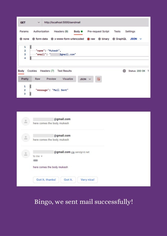 Bingo, we sent mail successfully!
 