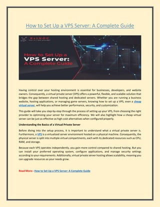 How to Set Up a VPS Server: A Complete Guide | PDF