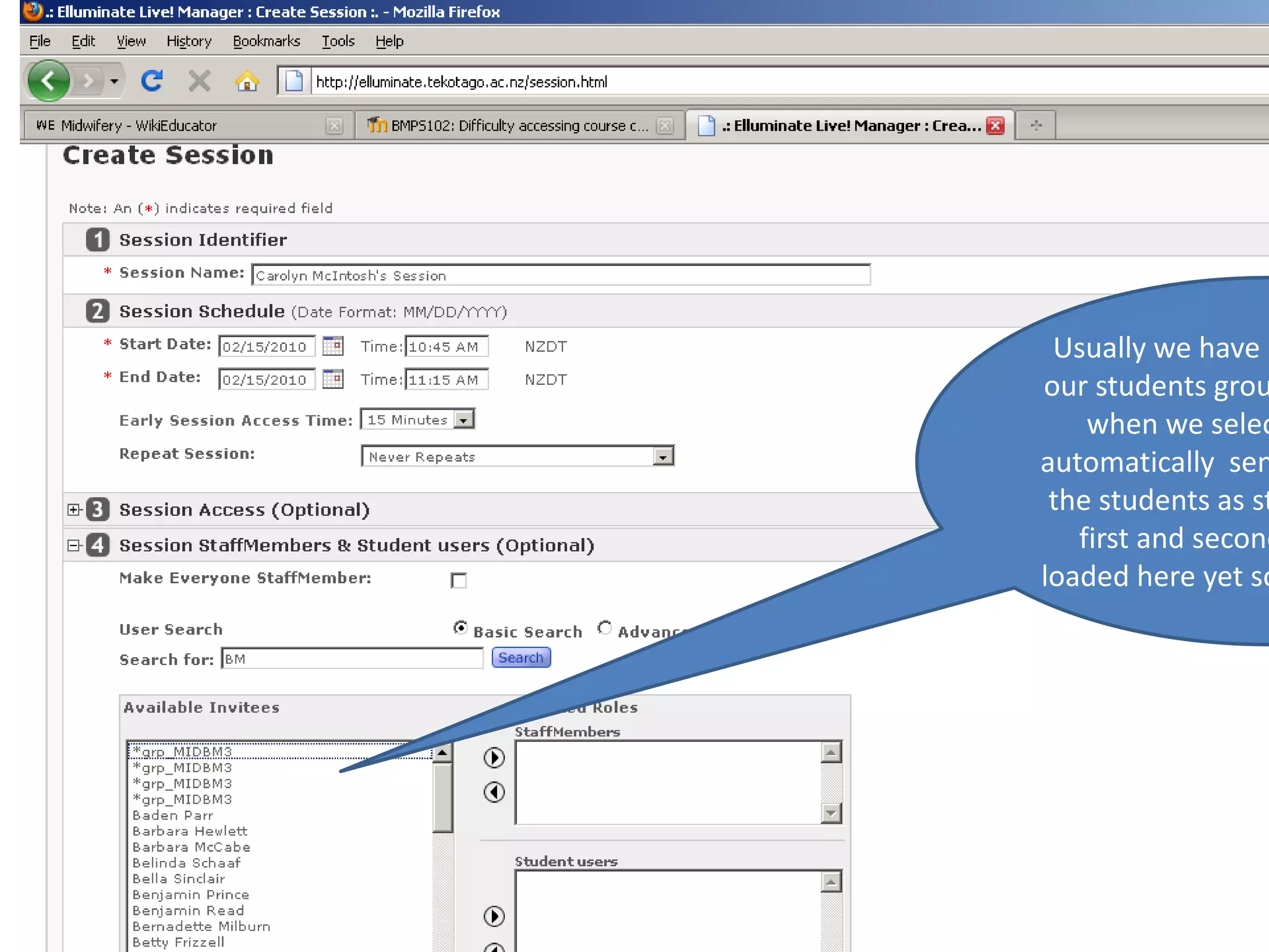 Usually we have been able to add our students group here and then , when we select create it has automatically  sent the invitation to the students as student users. Our first and second years are not loaded here yet so we can’t do that