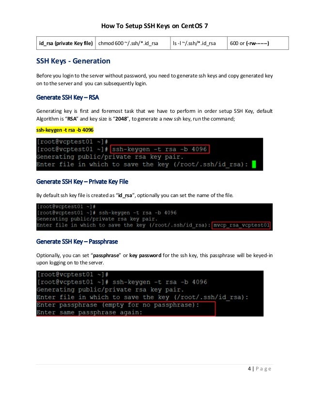 Centos 7 generate ssh key pair linux