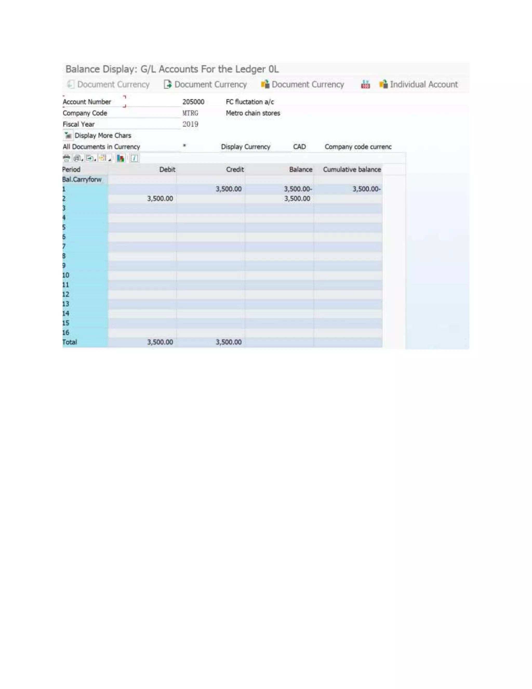 Advance setting for the foreign currency valuation