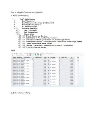Oba1 Tcode In Sap Advance setting for the foreign currency valuation | DOCX