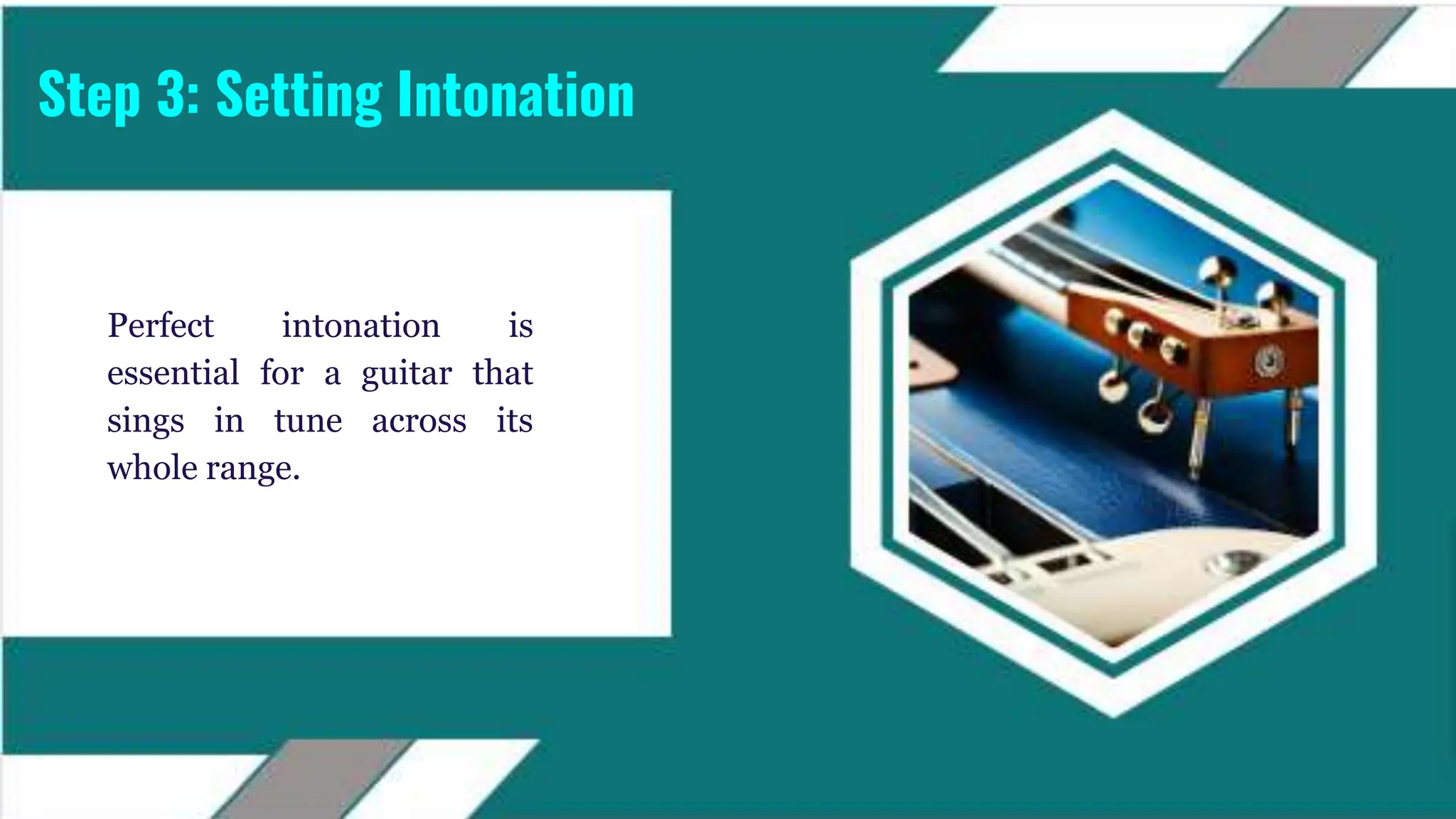 Perfect intonation is
essential for a guitar that
sings in tune across its
whole range.
Step 3: Setting Intonation
 