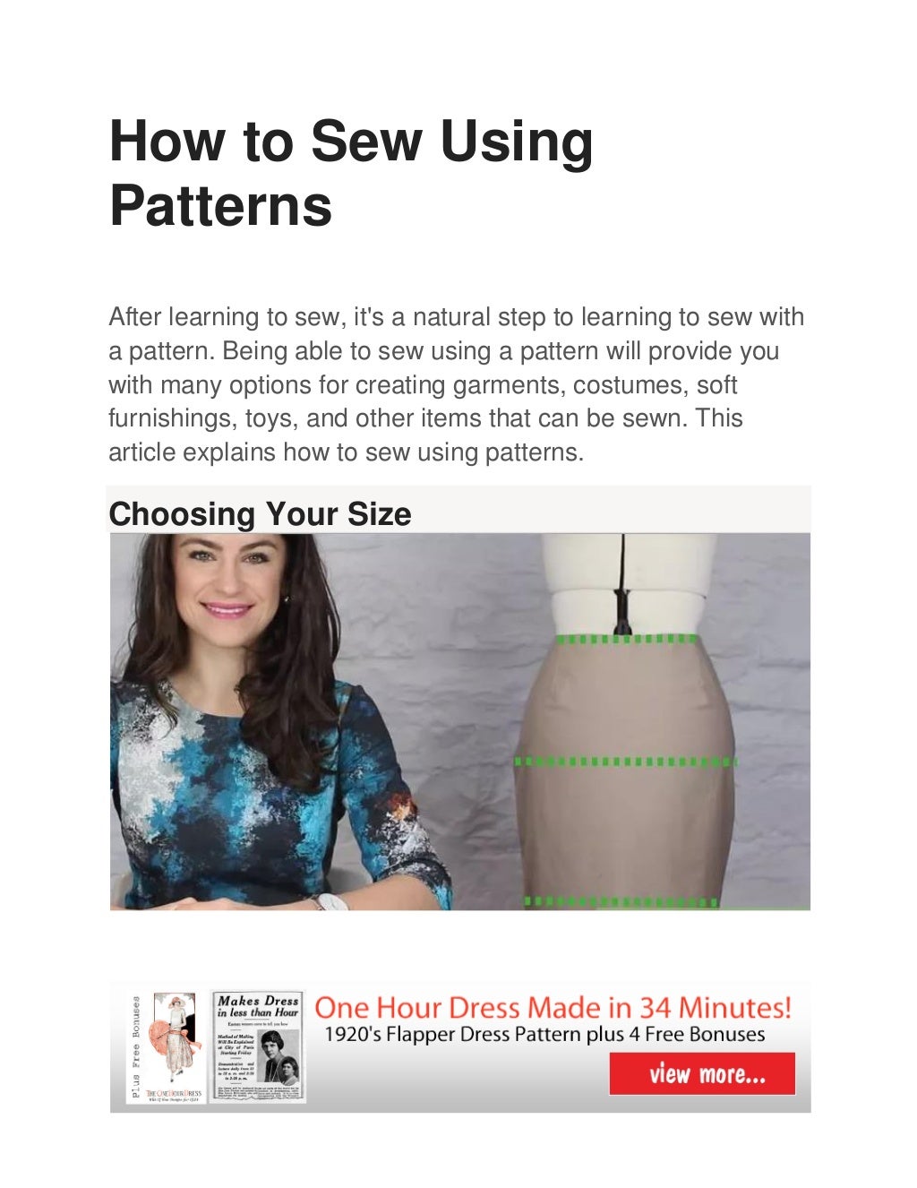 How to sew using patterns