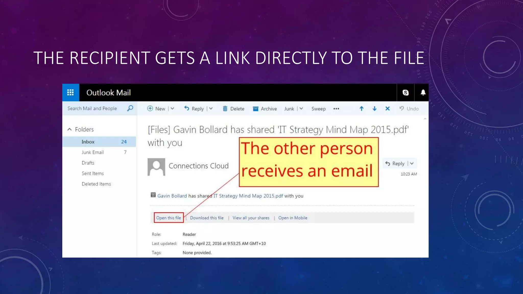 THE RECIPIENT GETS A LINK DIRECTLY TO THE FILE
 