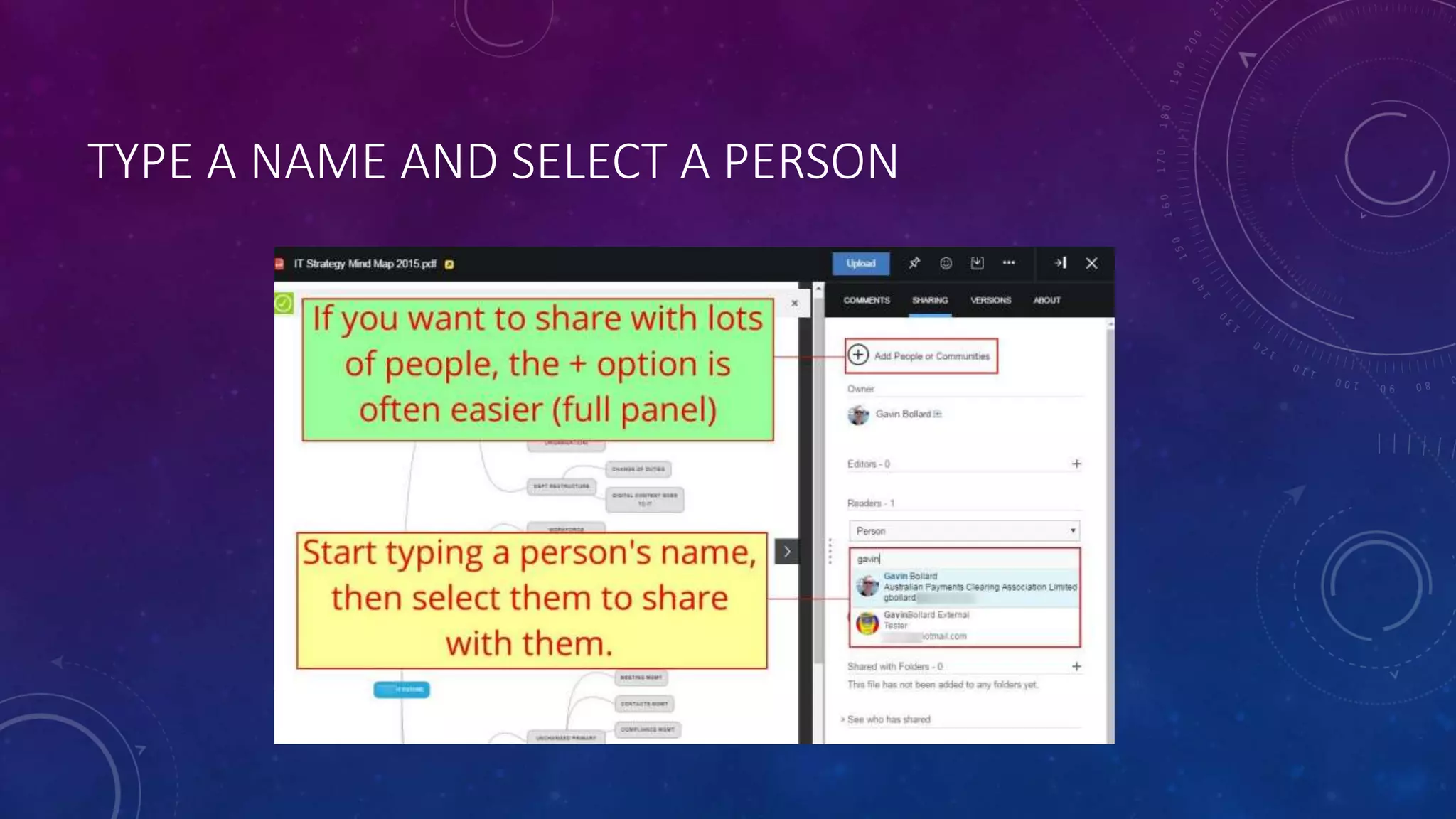 TYPE A NAME AND SELECT A PERSON
 