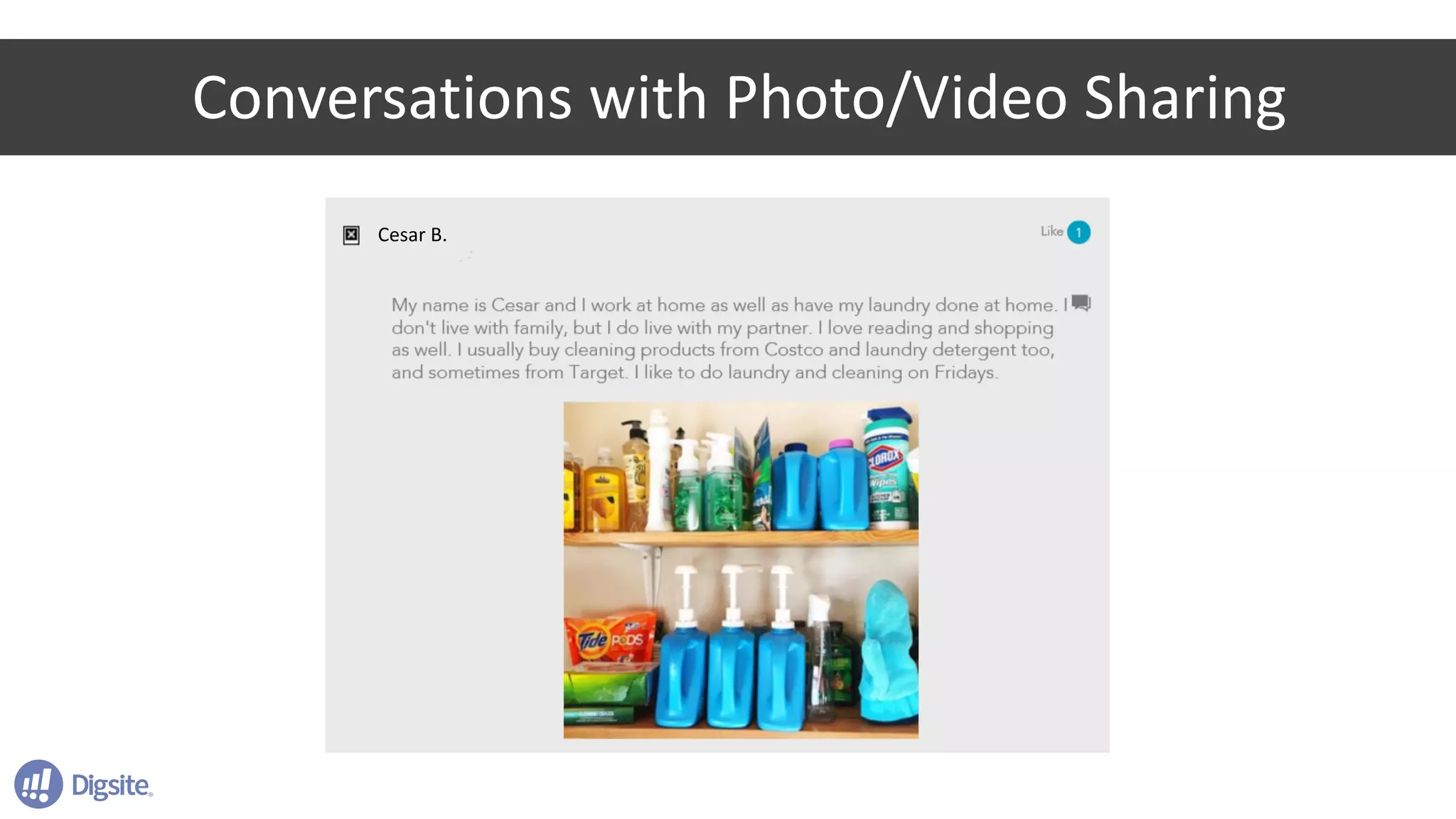 Conversations	with	Photo/Video	Sharing
Cesar	B.
 