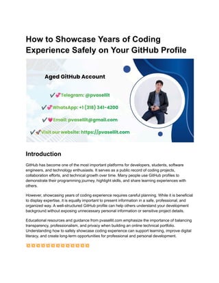 How to Showcase Years of Coding Experience Safely on Your GitHub ...