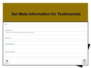 Set Meta Information for Testimonials
 