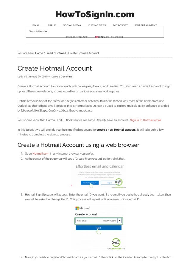 Create A Hotmail Account