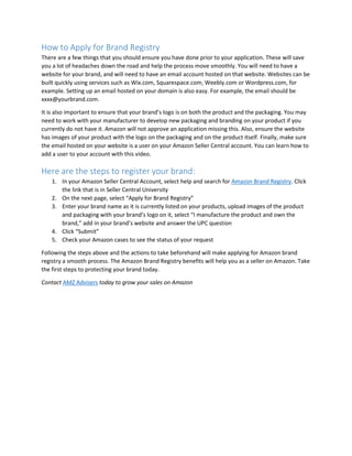 How to Sign Up for Amazon Brand Registry | PDF
