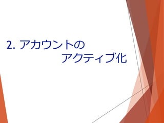 2. アカウントの
アクティブ化
 
