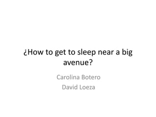 ¿How to get to sleep near a big
          avenue?
         Carolina Botero
          David Loeza
 