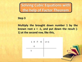 Solving cubic equations with the help of factor theorem | PPTX