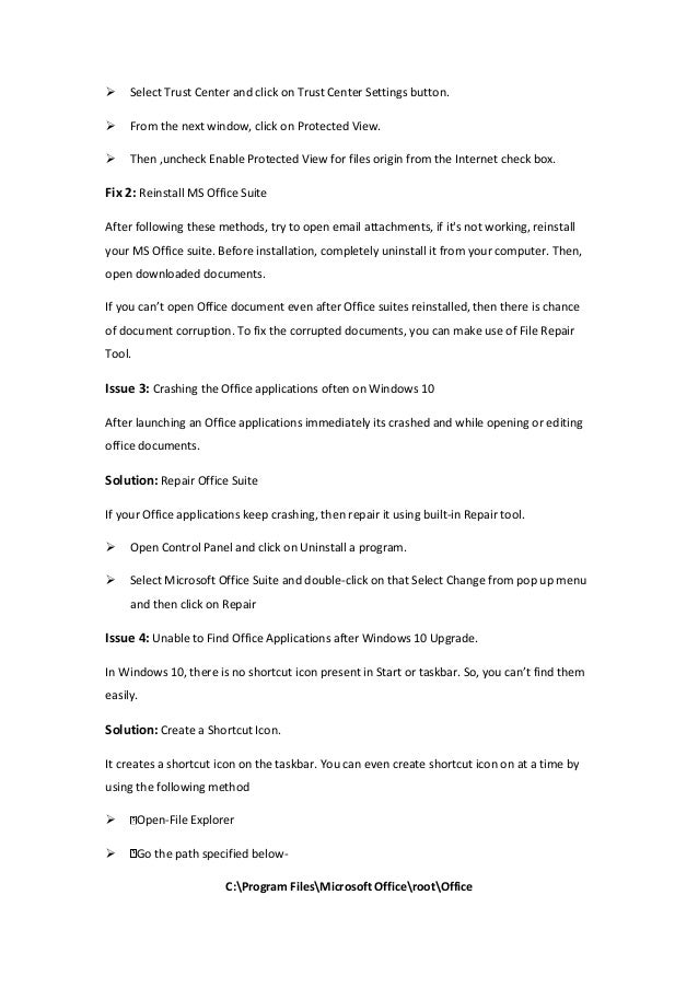 How to solve ms office issues after windows 10 upg