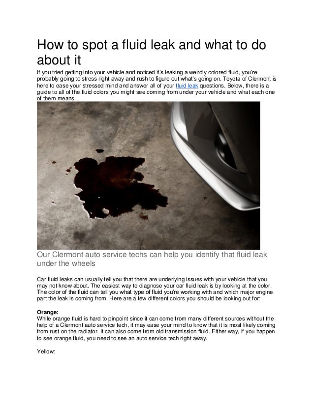 How to spot a fluid leak and what to do about it