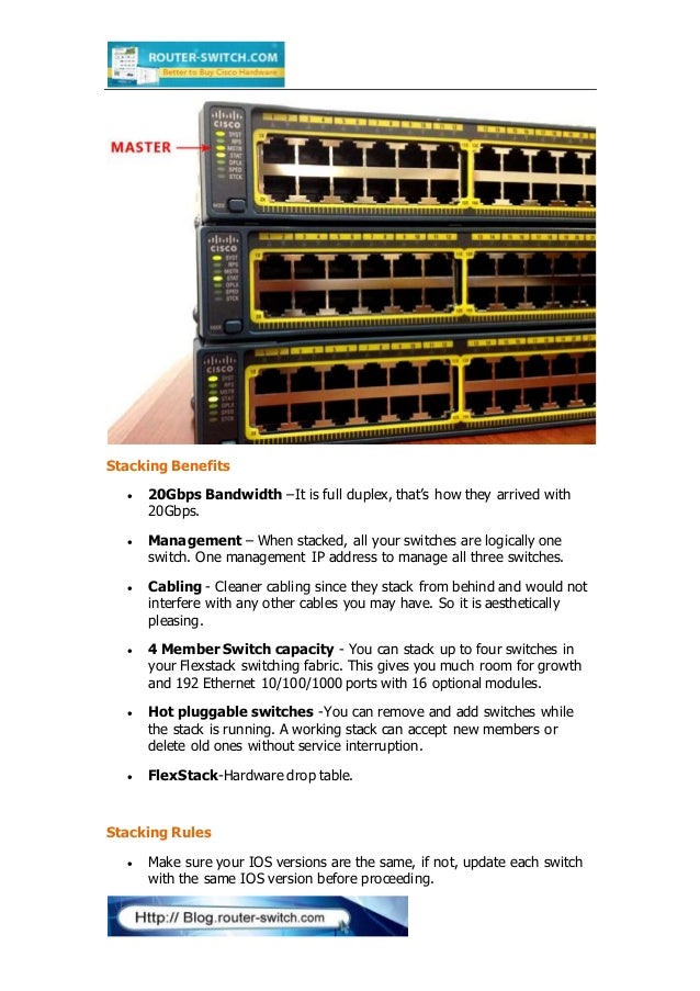 How to stack cisco 2960 s switches...detailed examples here