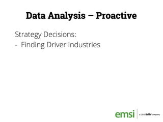 Data Analysis – Proactive
Strategy Decisions:
-  Finding Driver Industries
 
