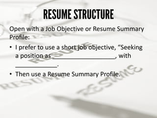 REVIEW THE JOB POSTING
TIP: USE WORDLE TO FOCUS YOUR RESUME
+ Paste the job description into a
free tag cloud generator.
+...