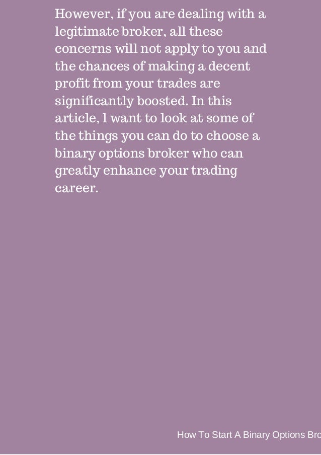 Start a binary options brokerage