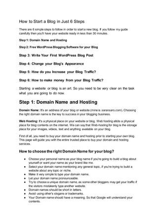How to start a blog a complete guide for beginners | PDF