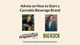 Advise on How to Start a
Cannabis Beverage Brand
From both an operator & investment perspective
 