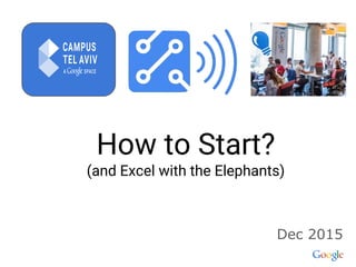 How to Start?
(and Excel with the Elephants)
Dec 2015
 