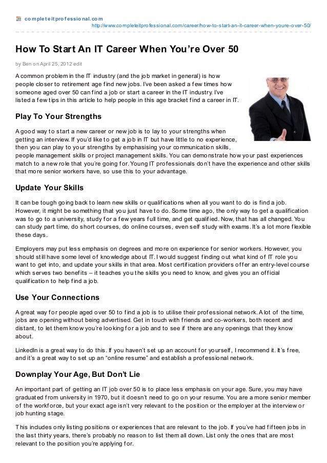 how to start an it career when youre over 50 how to start a career in it