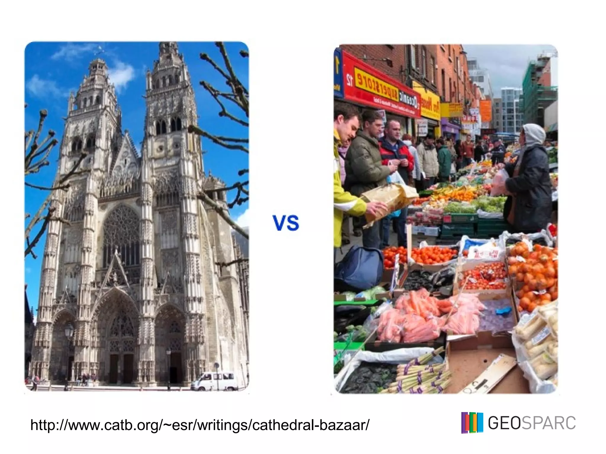 Getting started
The cathedral and the bazaar
http://www.catb.org/~esr/writings/cathedral-bazaar/
 