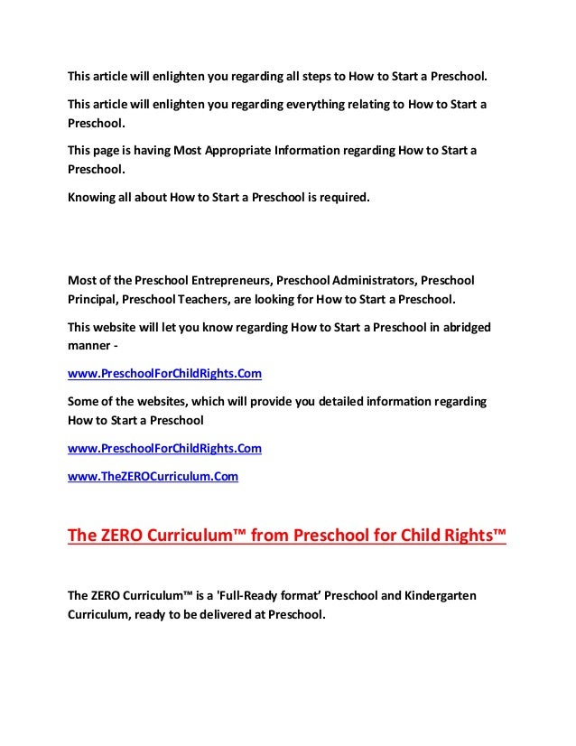 How To Start A Preschool