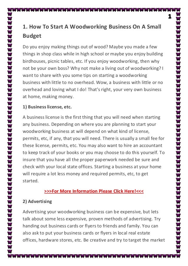 how to start a woodworking business on a small budget do u need a permitt or license to put up flyers