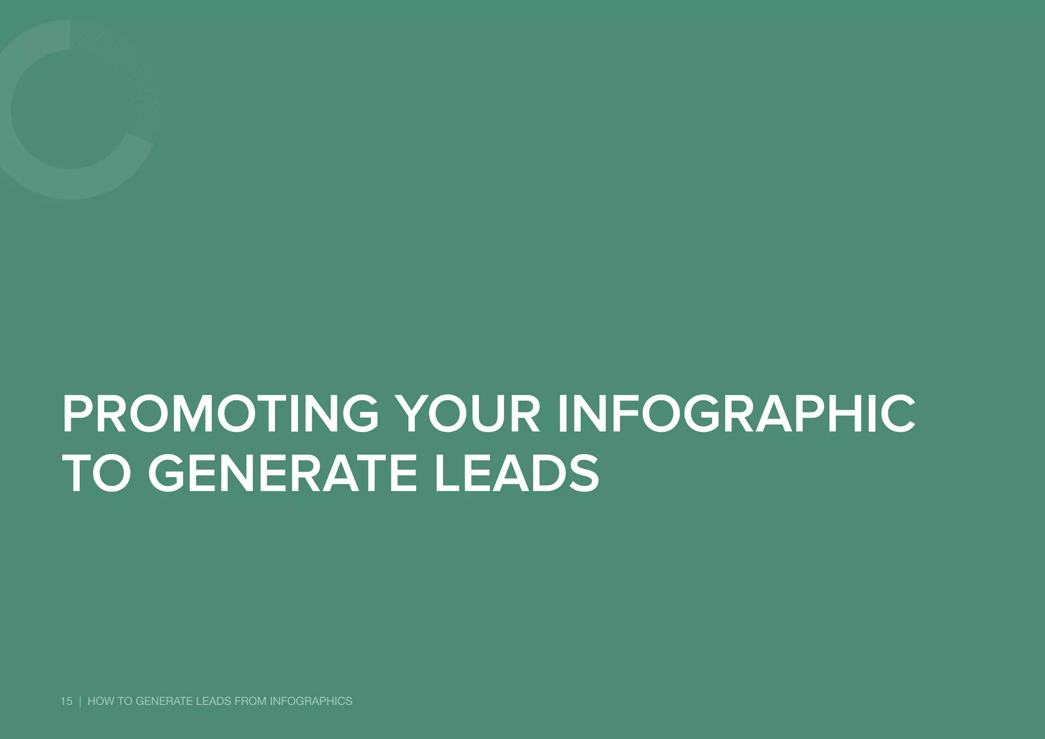 15 | HOW TO GENERATE LEADS FROM INFOGRAPHICS
PROMOTING YOUR INFOGRAPHIC
TO GENERATE LEADS
 
